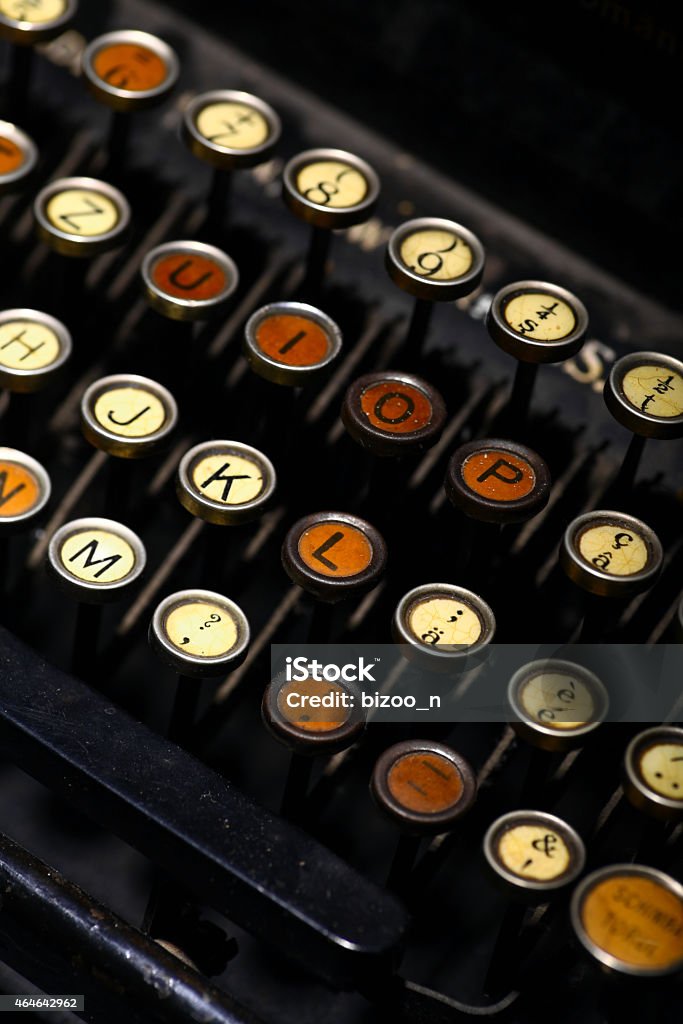 Vintage typewriter keyboard Color vertical detail of the keyboard of an old typewriter. 2015 Stock Photo