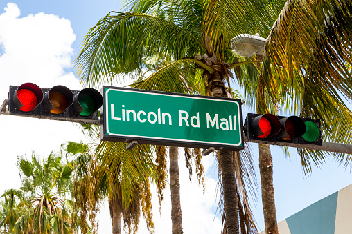 Lincoln Road Mall street sign located in Miami Beach