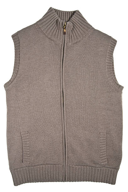 istock Brown wool vest with a zipper. Isolated.. 464647672