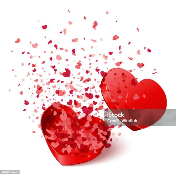 Heart Gift Present With Fly Hearts Valentines Day Stock Illustration - Download Image Now - Abstract, Box - Container, Celebration