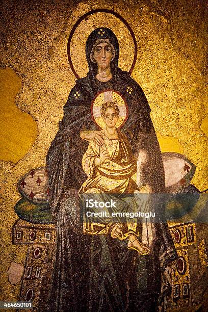 Virgin Mary And Jesus Christs Mosaics On Hagia Sophia Mosque Stock Photo - Download Image Now