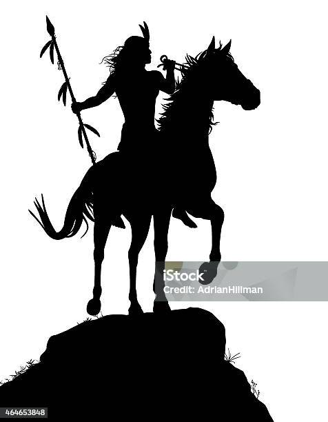 Horseback Indian Stock Illustration - Download Image Now - Indigenous Peoples of the Americas, Indigenous North American Culture, In Silhouette
