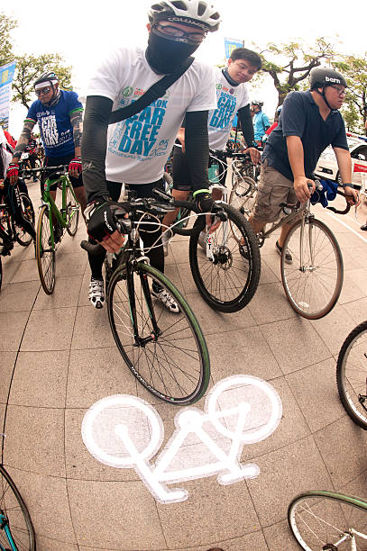 Bangkok, Thailand- September 22,2013 : Unidentified group participated to cyclist took part in the activity Car Free Day campaign at Sanamluang near Grand Palace on September 21, 2013 in Bangkok capital city of Thailand.