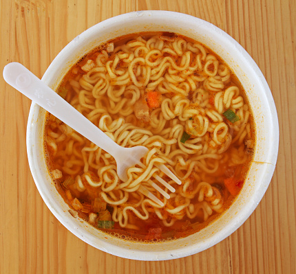 Instant Noodles with a Plastic Fork