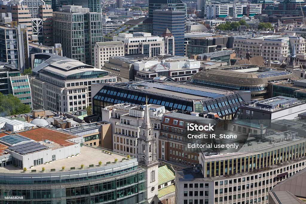 London's panorama the center of City with office building London, UK - August 12, 2014:  London's panorama on City office buildings, the leading banking, investments and stock market aria in London. View from St. Paul cathedral.  2015 Stock Photo