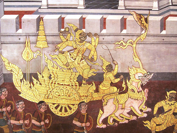 istock scene from the Ramakien in Wat Phra Kaew, Bangkok 464666438