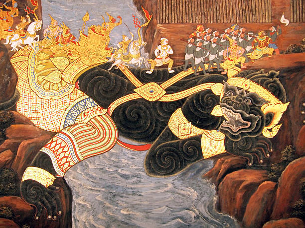 istock scene from the Ramakien in Wat Phra Kaew, Bangkok 464666456