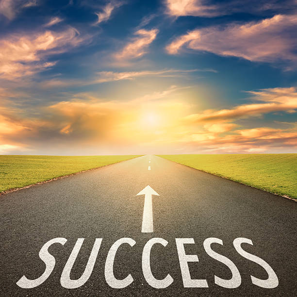 istock Empty road at sunset and sign for success 464666936