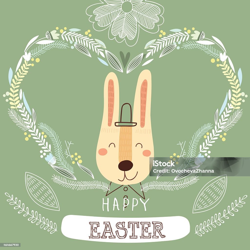 Funniest Easter card in vector. Funniest Easter card in vector. Cute rabbit hipster in cartoon style 2015 stock vector