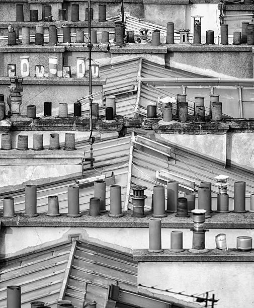 Detail of Traditional Rooftops in Paris stock photo