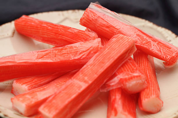 istock Fresh crab stick on the clean plate. 464668202