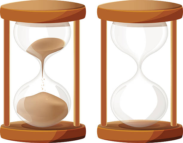 illustrations, cliparts, dessins animés et icônes de verre de vecteur horloge pointeuse - sand clock human hand hourglass