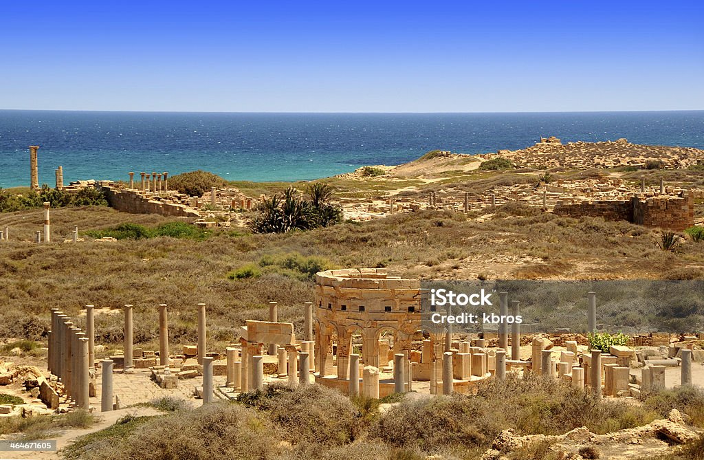 Leptis Magna, Market Place, Libya Old Roman ruins near Tripoli, Libya Libya Stock Photo