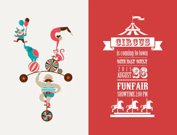 Vector illustration of Vector background of vintage carnival, circus and fun fair