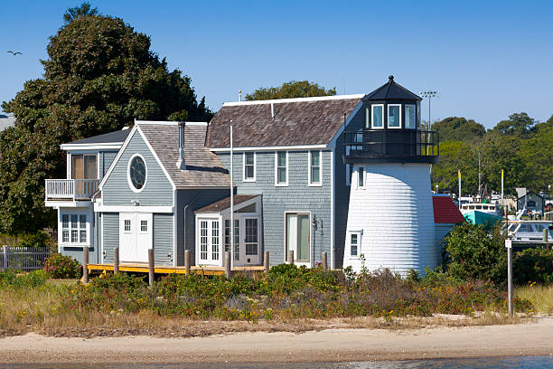 istock Lewis Bay Lighthouse in the morning, Hyannis, Cape Cod, Massachusetts. 464672316