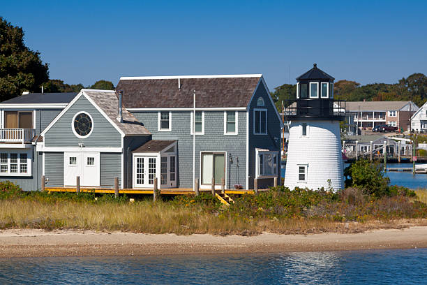 istock Lewis Bay Lighthouse in the morning, Hyannis, Cape Cod, Massachusetts. 464672320