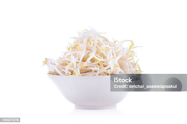 Mung Beans Or Bean Sprouts Isolated On A White Stock Photo - Download Image Now - 2015, Agriculture, Appetizer