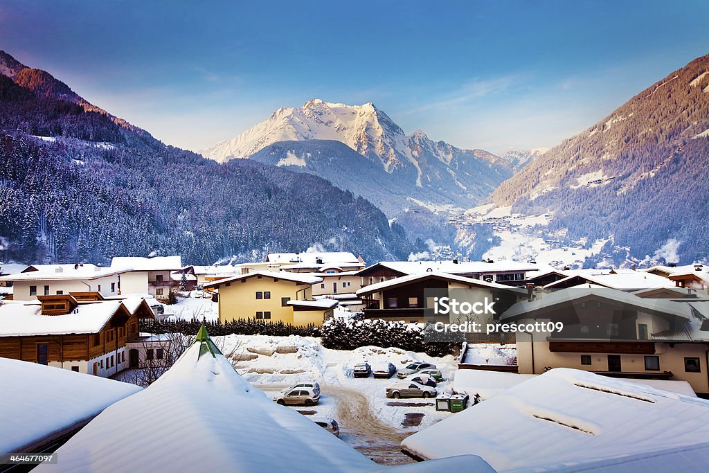 Mayrhofen winter resort in Austria Panorama view of Mayrhofen winter resort in Austria Mayrhofen Stock Photo