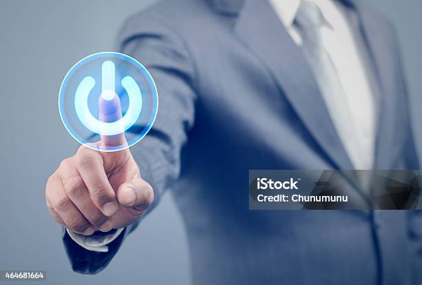 Pressing The Start Button Stock Photo - Download Image Now - Start Button, Beginnings, Digital Display