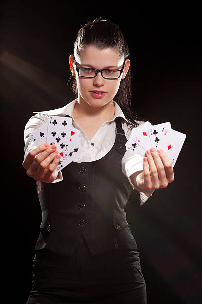 istock Young woman playing in the gambling 464682694