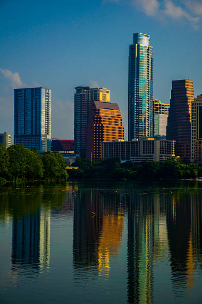 istock Vertical Ripple of Austin Town Lake Reflections 464682760