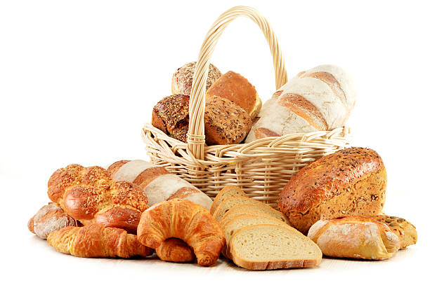 istock Wicker basket with baking products isolated on white 464684503