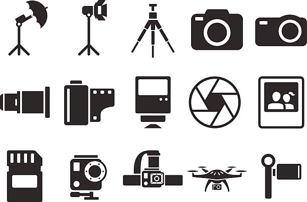Stock Vector Illustration: camera icons - Illustration Stock Vector Illustration: camera icons - Illustration tripod vector stock illustrations