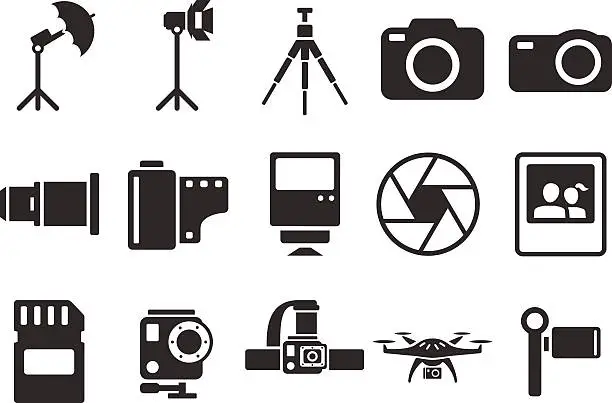 Vector illustration of Stock Vector Illustration: camera icons - Illustration