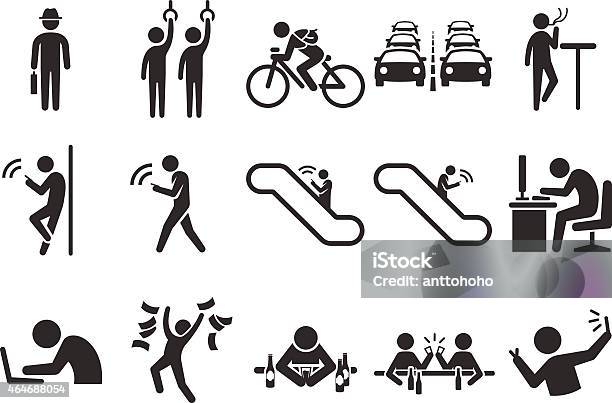 Stock Vector Illustration City Life Icons Stock Illustration - Download Image Now - Icon Symbol, Bus, Leaning