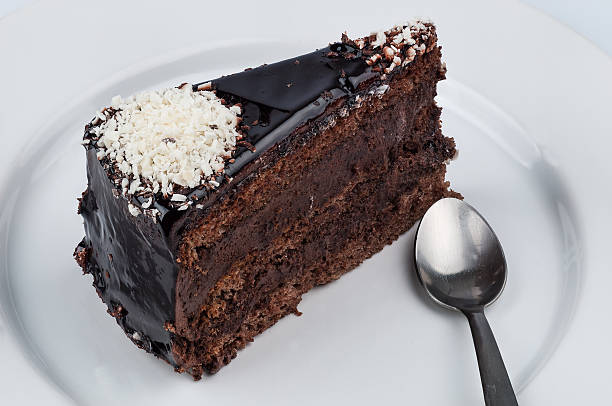 istock Slice of chocolate cake with chocolate glossy syrup 464688250
