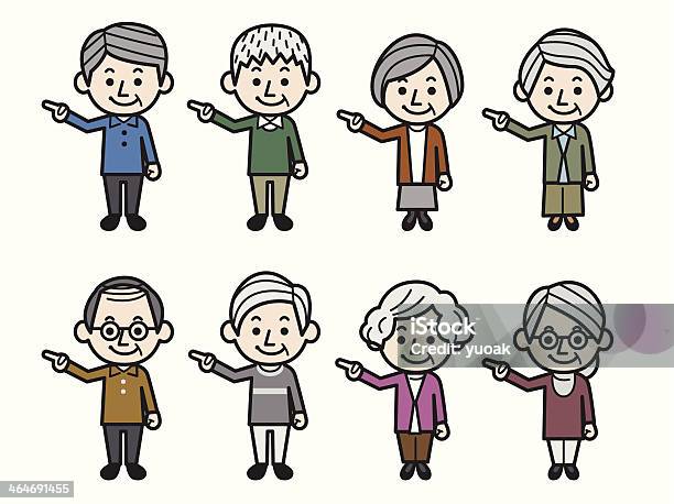 Senior People Pointing Stock Illustration - Download Image Now - Couple - Relationship, Portrait, Vector