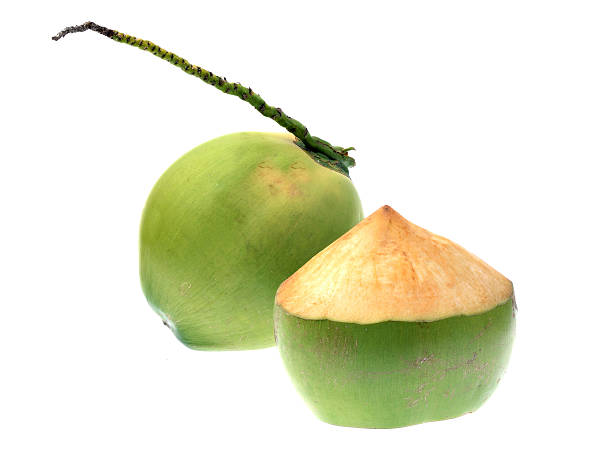 istock Green coconut isolated on white background 464691486