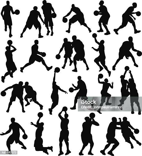 Basketball Sport Athlete Silhouette Stock Illustration - Download Image Now - Basketball - Sport, In Silhouette, Vector