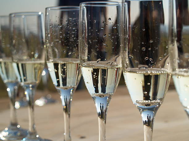 istock Row of Champagne Glasses 464695168