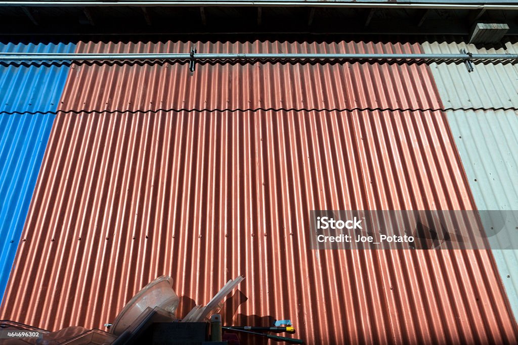 Copper Colored Industrial Wall Copper colored galvanized steel industrial wall. Horizontal. 2015 Stock Photo