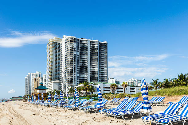 istock beautiful beach with condomiums and skyscraper in Sunny Islands 464697152