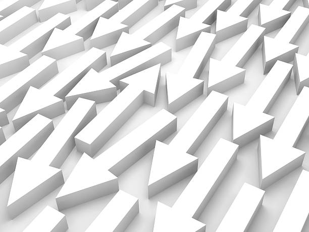 istock Abstract 3d illustration, one white arrow is opposite 464697178