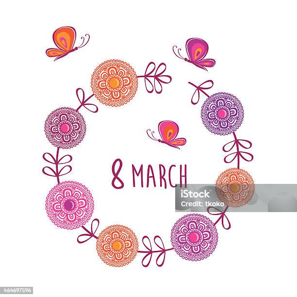 Greeting Card With March 8 Stock Illustration - Download Image Now - 2015, Abstract, Adult