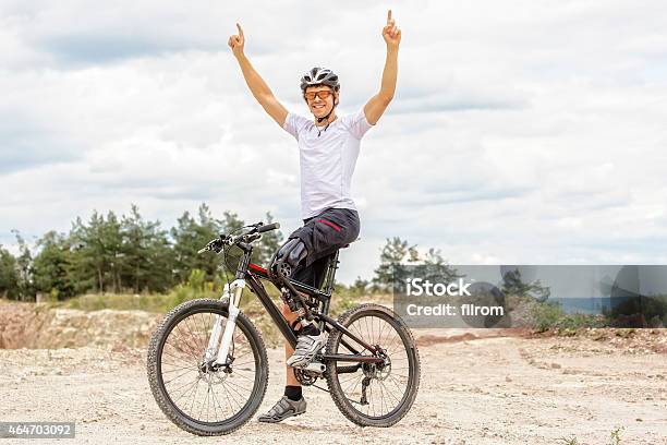 Handicapped Mountain Bike Raising Up Arms Stock Photo - Download Image Now - Cycling, Prosthetic Equipment, Disability