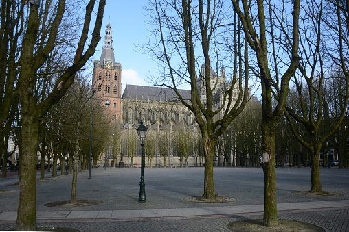 Cityscape of Mannheim, Baden-Württemberg, Germany. Friedrichsplatz with the Mannheim Water Tower (Wasserturm) in the foreground