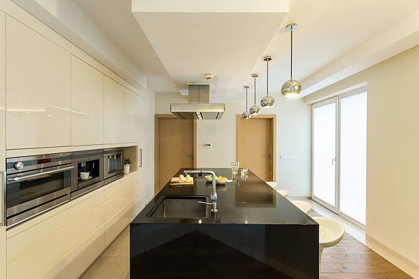 istock Beige interior of kitchen in apartment 464715176