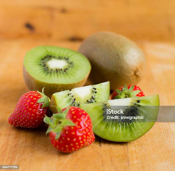 Kiwi Fruit And Strawberries Stock Photo - Download Image Now - 2015, Arrangement, Close-up