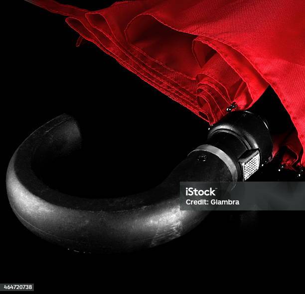 Red Umbrella Closeup Stock Photo - Download Image Now - 2015, Autumn, Black Color
