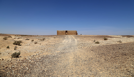 Qasr Kharana (Kharanah or Harrana), the desert castle in eastern Jordan (100 km of Amman). Built in 8th century AD to be used as caravanserai, a resting place for traders