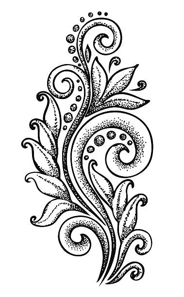 Vector illustration of beautiful curls drawn by hand in graphic style