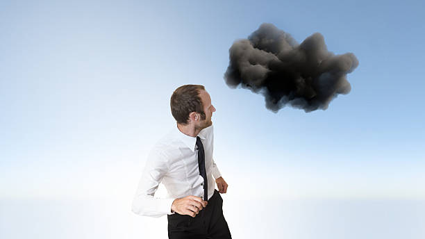 istock Bad Weather and businessman running away 464724814