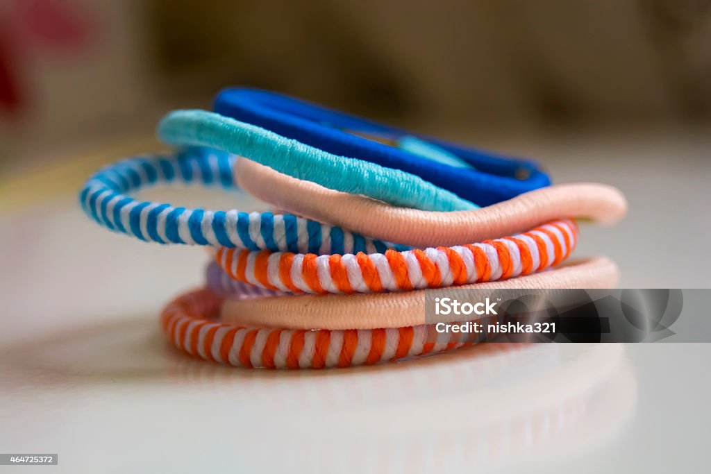 Colorful scrunchy Colorful scrunchy of different colors, shapes Hair Elastic Stock Photo