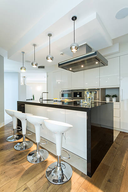 istock Wooden floor in modern kitchen 464725960