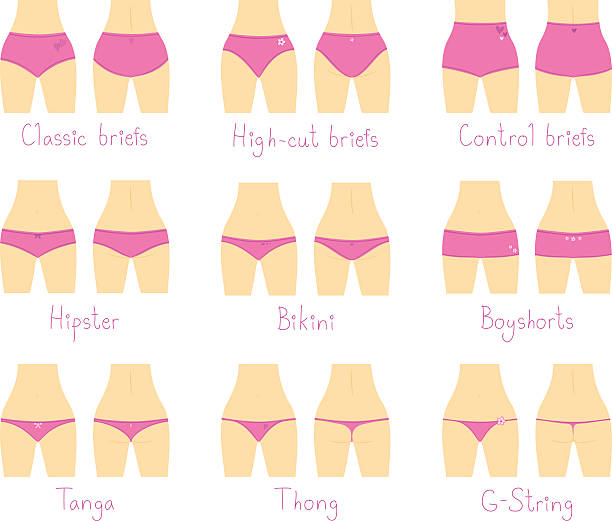 ilustraciones, imágenes clip art, dibujos animados e iconos de stock de varios estilos de las bragas - human groin thong panties women