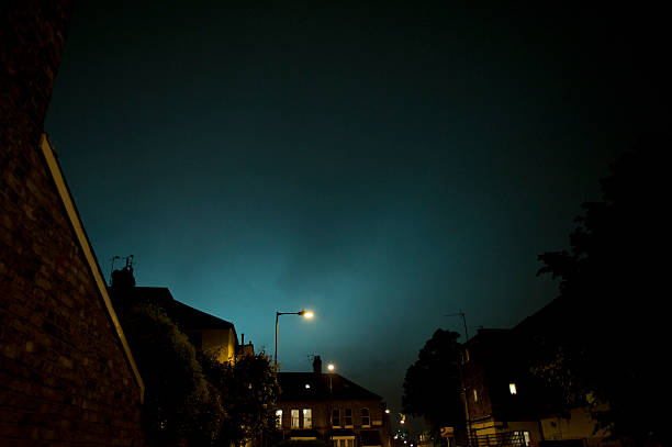 Night sky with residential housing